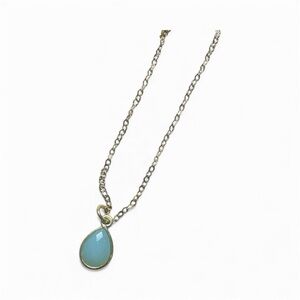 Elegant Gold and Aqua Chalcedony Pendant Necklace